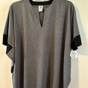 Natori Gray and Black Short Sleeve Tee